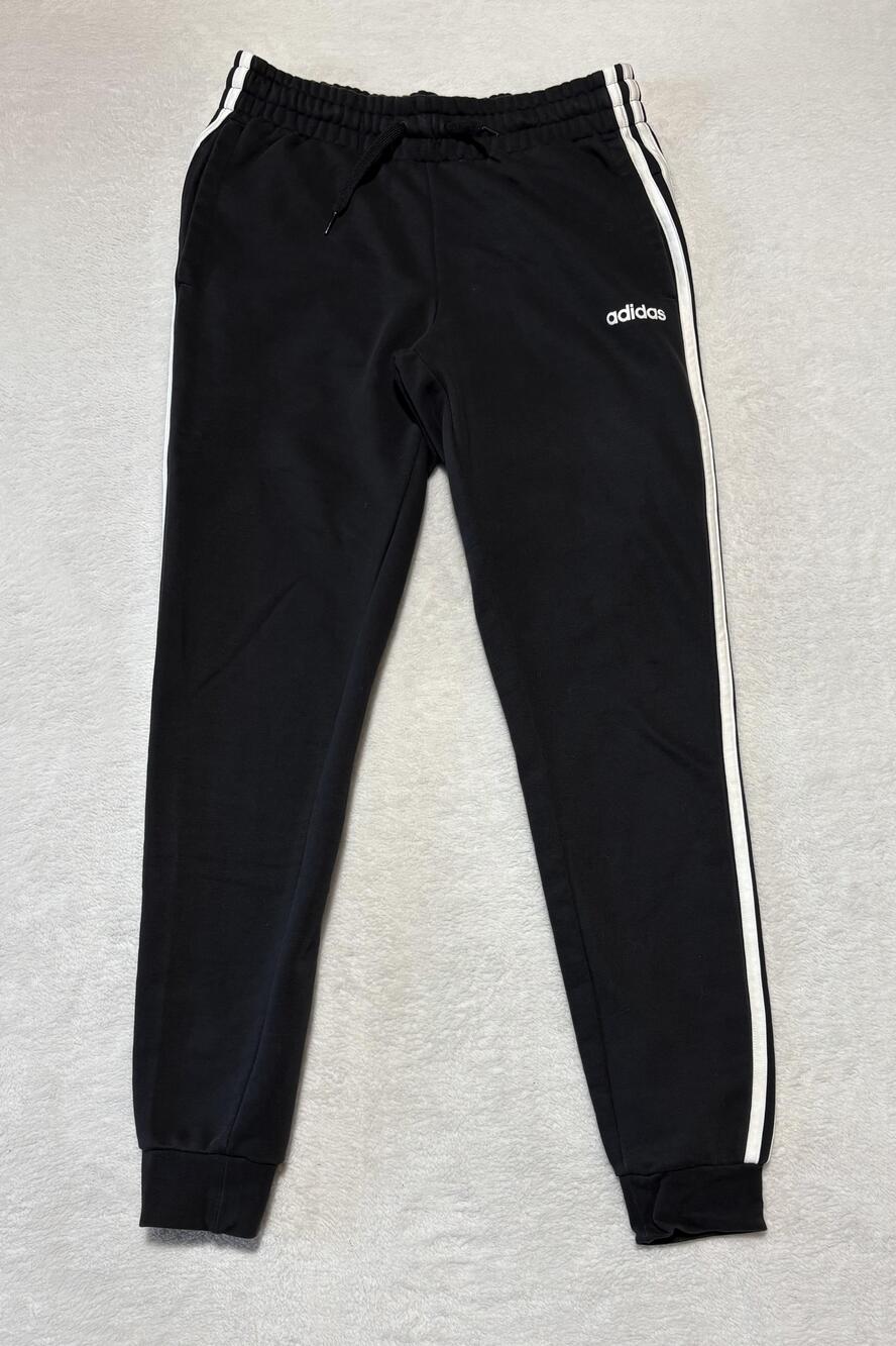 Adidas Pants Womens Small Black 3-Stripes Joggers Tapered Cuffed Track Logo